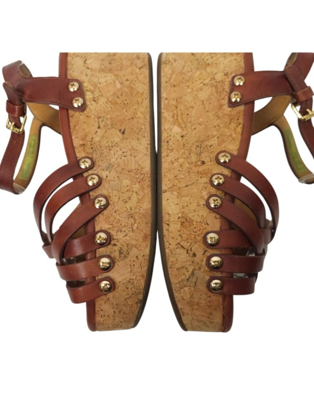 Bussola Mansfield Mavis Cork Wedge Sandals Platform EU 37 US 6 Brown Leather - Picture 15 of 16